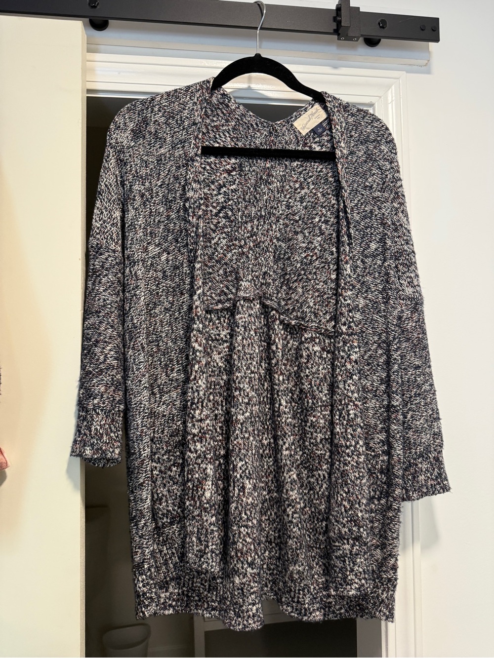 Universal Thread Marled Black Gray Cream Open-Front Cardigan